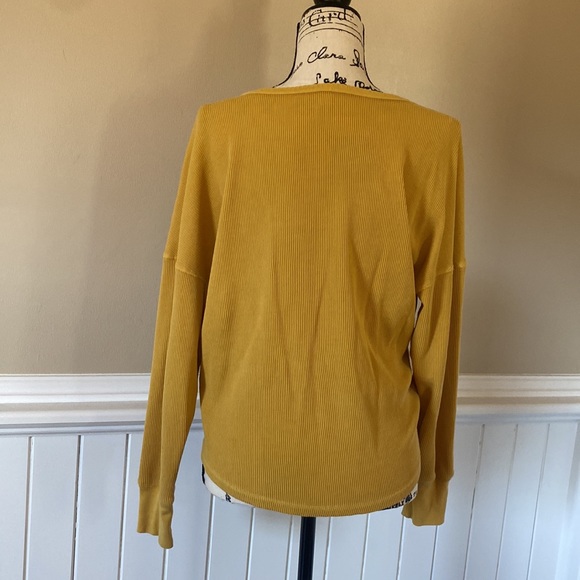 Waffle texture long sleeve top. In mustard yellow brand BP by Nordstrom - Picture 6 of 11